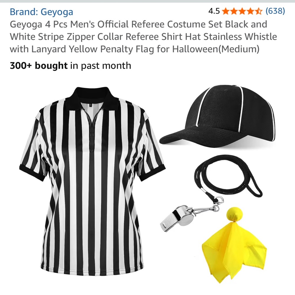 Men's Referee Costume Set - Black and White
